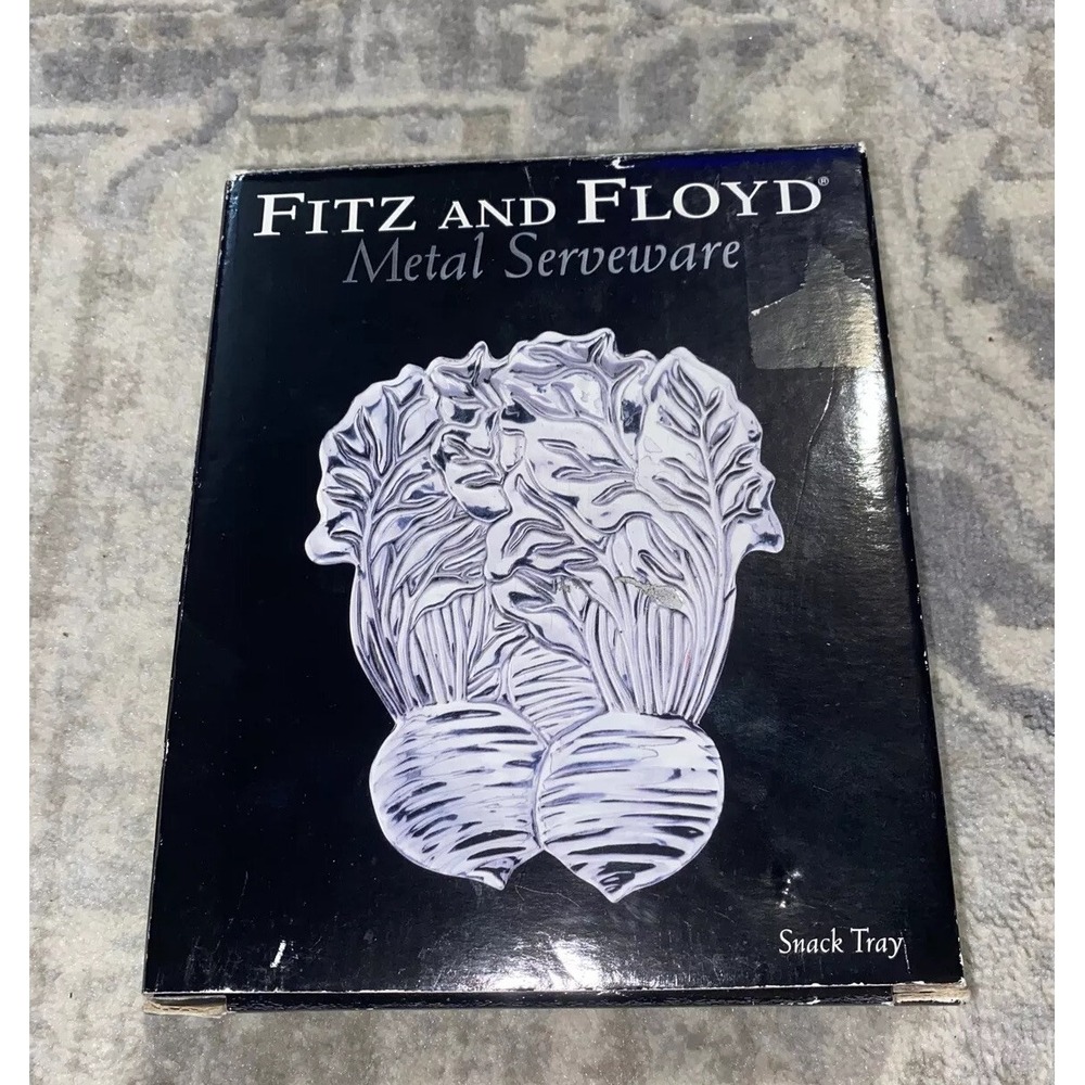 New FITZ FLOYD Metal ServeWare Snack Tray‎ Turnip Vegetable 7 X 6